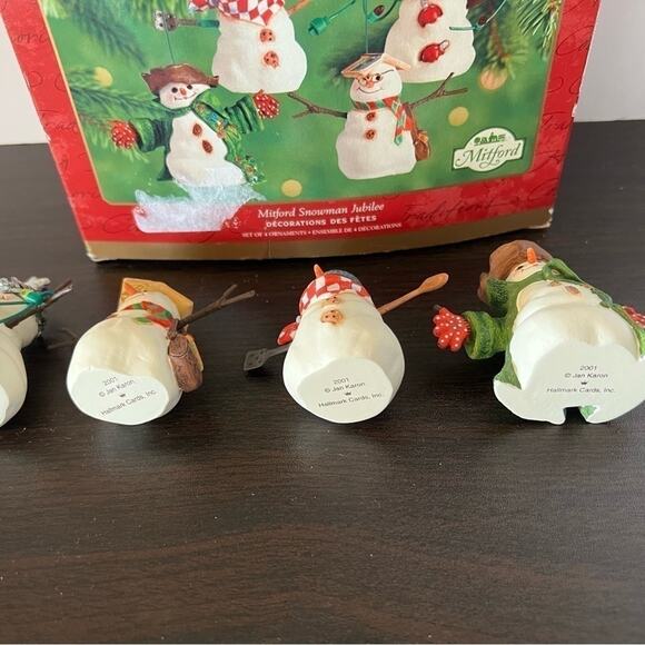 HALLMARK KEEPSAKE ORNAMENTS “MITFORD SNOWMAN JUBILEE” SET OF FOUR - Picture 6 of 10